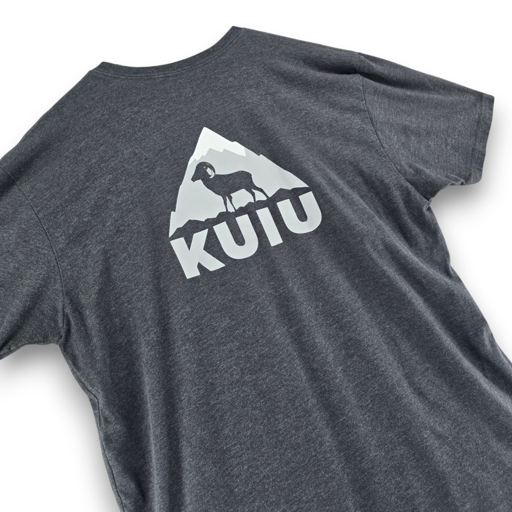 KUIU Graphic T Shirt Mens 2XL Charcoal Grey Cotton Blend Short Sleeve Ram Logo